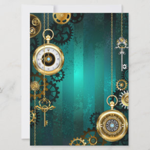Steampunk Jewelry Watch on a Green Background Announcement