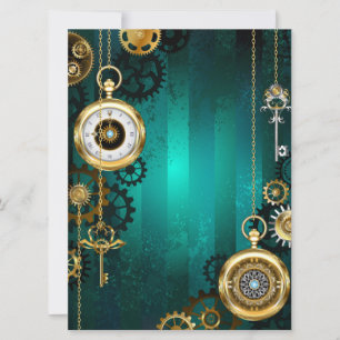Steampunk Jewelry Watch on a Green Background Announcement