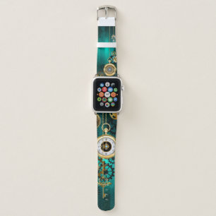 Steampunk Jewelry Watch on a Green Background Apple Watch Band