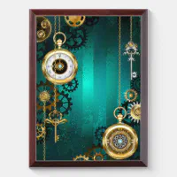 Steampunk Jewelry Watch on a Green Background Award Plaque