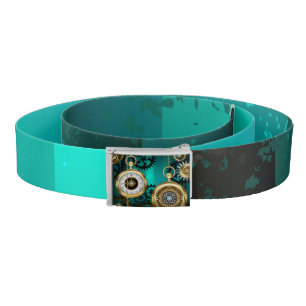 Steampunk Jewelry Watch on a Green Background Belt