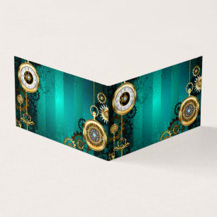 Steampunk Jewelry Watch on a Green Background Business Card