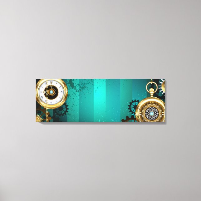 Steampunk Jewelry Watch on a Green Background Canvas Print (Front)