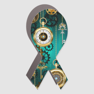 Steampunk Jewelry Watch on a Green Background Car Magnet