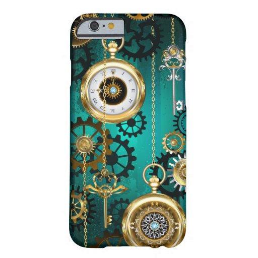 Steampunk Jewelry Watch on a Green Background Barely There iPhone 6 Case