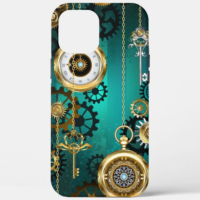 Steampunk Jewelry Watch on a Green Background Case-Mate iPhone Case (Back)
