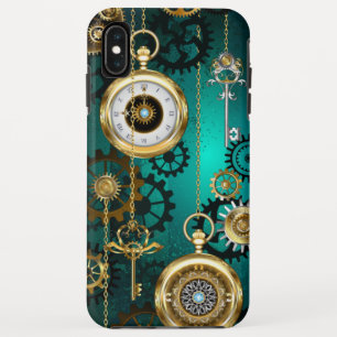 Steampunk Jewelry Watch on a Green Background iPhone XS Max Case