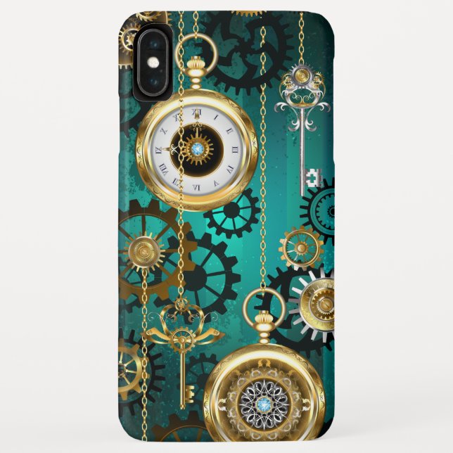 Steampunk Jewelry Watch on a Green Background Case-Mate iPhone Case (Back)