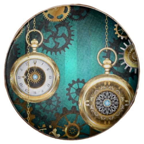 Steampunk Jewelry Watch on a Green Background Chocolate Covered Oreo