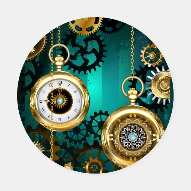 Steampunk Jewelry Watch on a Green Background Coaster Set (Single)