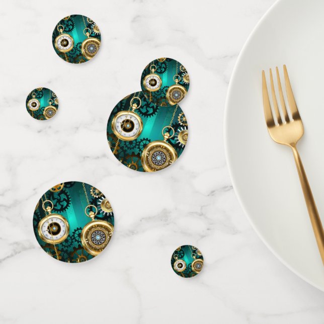 Steampunk Jewelry Watch on a Green Background Confetti (Group)