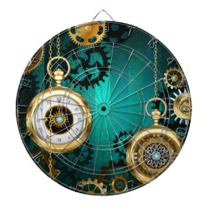 Steampunk Jewelry Watch on a Green Background Dart Board