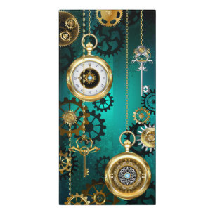 Steampunk Jewelry Watch on a Green Background Door Sign