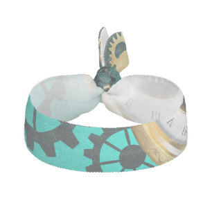 Steampunk Jewelry Watch on a Green Background Elastic Hair Tie