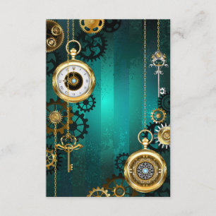 Steampunk Jewelry Watch on a Green Background Enclosure Card