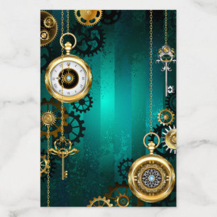 Steampunk Jewelry Watch on a Green Background Envelope Liner