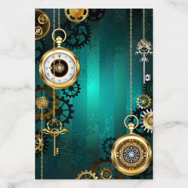 Steampunk Jewelry Watch on a Green Background Envelope Liner (Design)