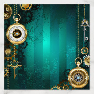 Steampunk Jewelry Watch on a Green Background Envelope Liner