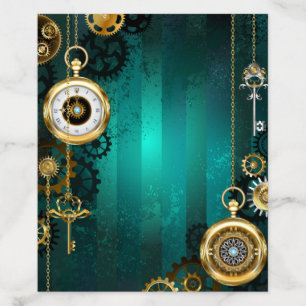Steampunk Jewelry Watch on a Green Background Envelope Liner