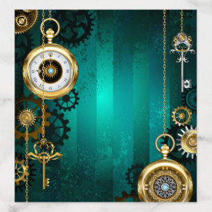 Steampunk Jewelry Watch on a Green Background Envelope Liner