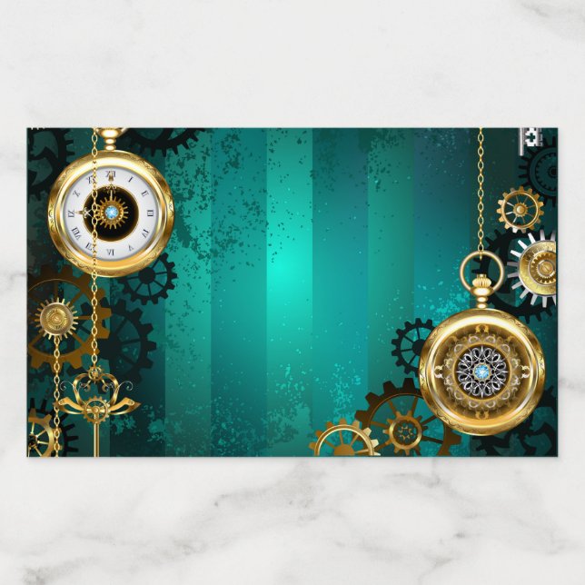 Steampunk Jewelry Watch on a Green Background Envelope Liner (Design)