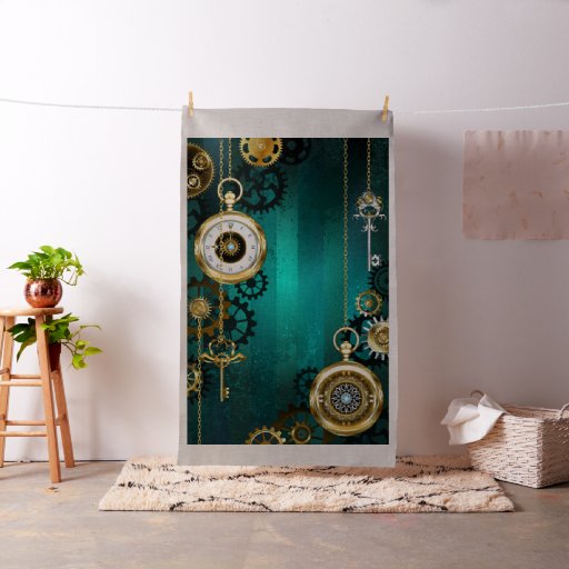 Steampunk Jewelry Watch on a Green Background Fabric