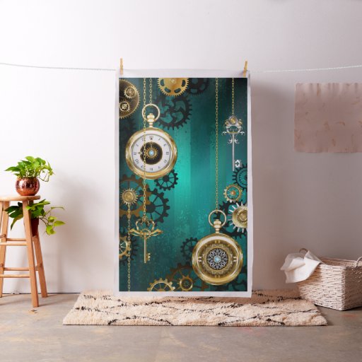 Steampunk Jewelry Watch on a Green Background Fabric