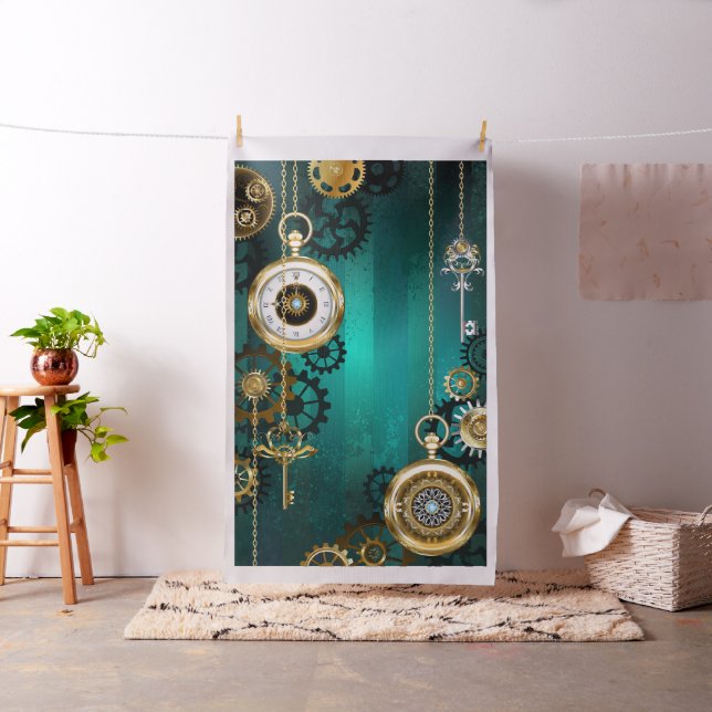 Steampunk Jewelry Watch on a Green Background Fabric (In Situ)
