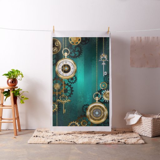 Steampunk Jewelry Watch on a Green Background Fabric