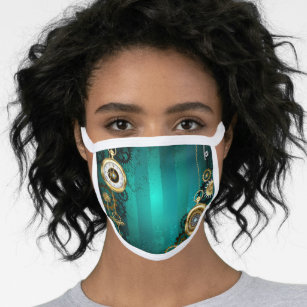 Steampunk Jewelry Watch on a Green Background Face Mask