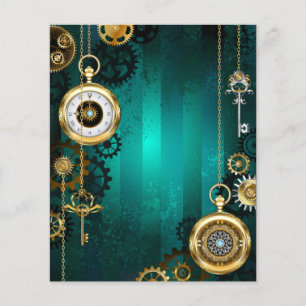 Steampunk Jewelry Watch on a Green Background Flyer