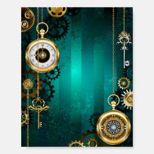 Steampunk Jewelry Watch on a Green Background Foam Board