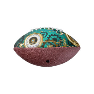 Steampunk Jewelry Watch on a Green Background Football