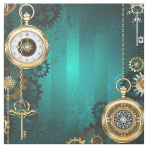 Steampunk Jewelry Watch on a Green Background Gallery Wrap