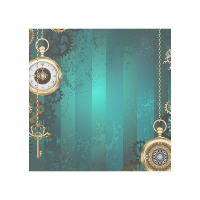 Steampunk Jewelry Watch on a Green Background Gallery Wrap (Front)