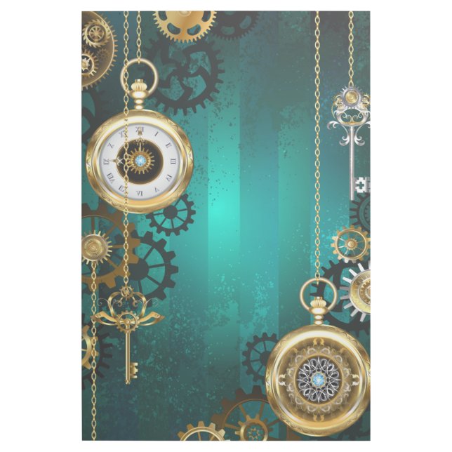 Steampunk Jewelry Watch on a Green Background Gallery Wrap (Front)