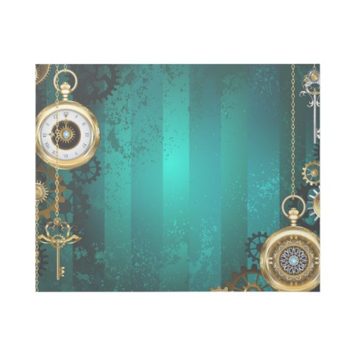 Steampunk Jewelry Watch on a Green Background Gallery Wrap