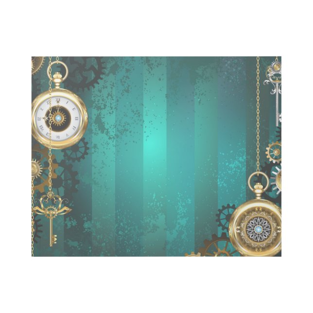 Steampunk Jewelry Watch on a Green Background Gallery Wrap (Front)