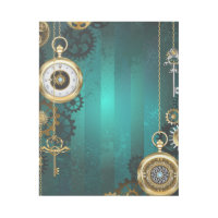 Steampunk Jewelry Watch on a Green Background