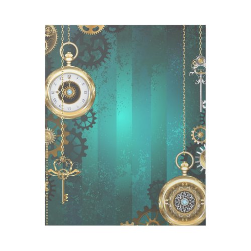 Steampunk Jewelry Watch on a Green Background Gallery Wrap