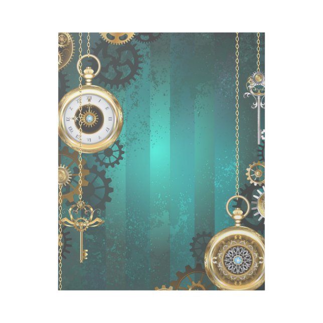Steampunk Jewelry Watch on a Green Background Gallery Wrap (Front)