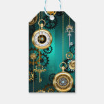 Steampunk Jewelry Watch on a Green Background Gift Tags