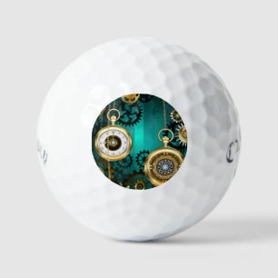Steampunk Jewelry Watch on a Green Background Golf Balls