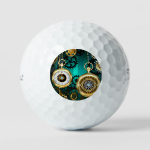 Steampunk Jewelry Watch on a Green Background Golf Balls