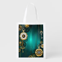 Steampunk Jewelry Watch on a Green Background