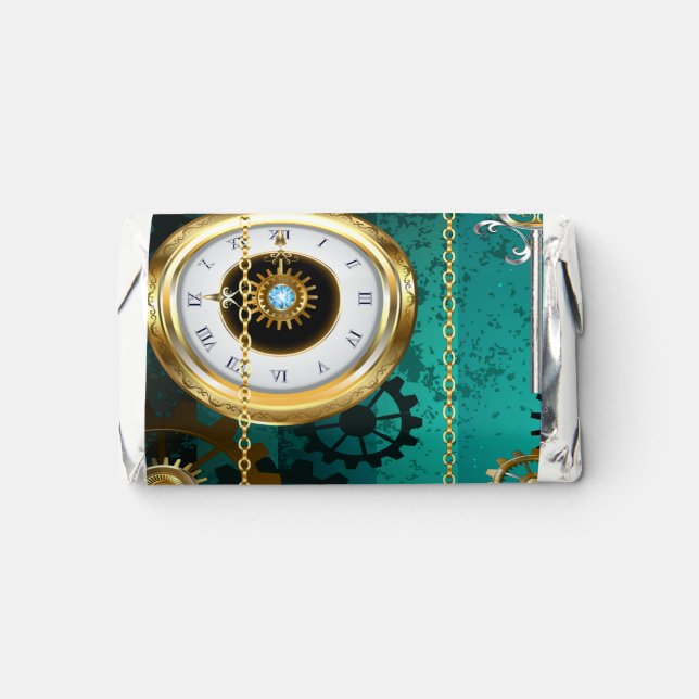 Steampunk Jewelry Watch on a Green Background Hershey's Miniatures (Front)