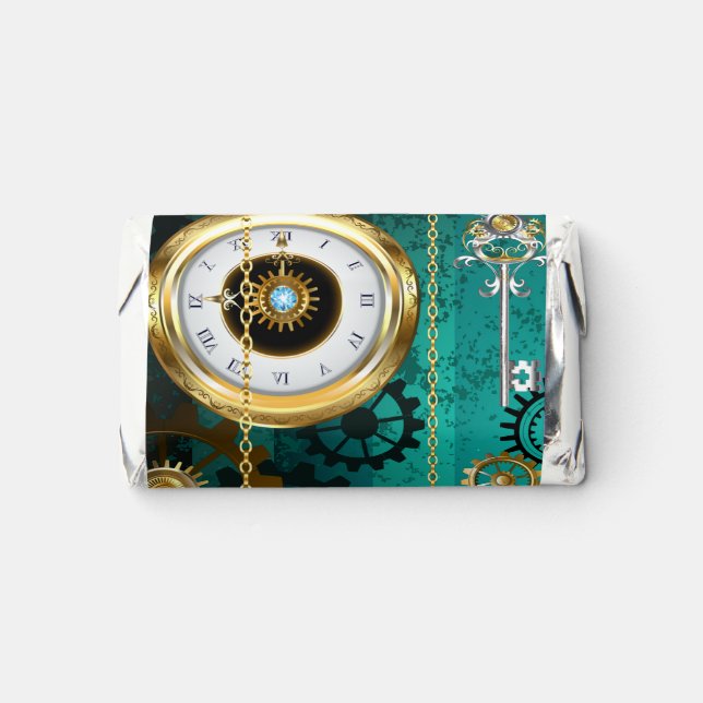 Steampunk Jewelry Watch on a Green Background Hershey's Miniatures (Front)