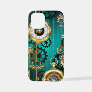 Steampunk Jewelry Watch on a Green Background iPhone 12 Mini Case