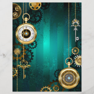 Steampunk Jewelry Watch on a Green Background Letterhead