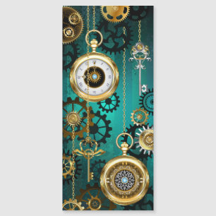 Steampunk Jewelry Watch on a Green Background Magnetic Invitation